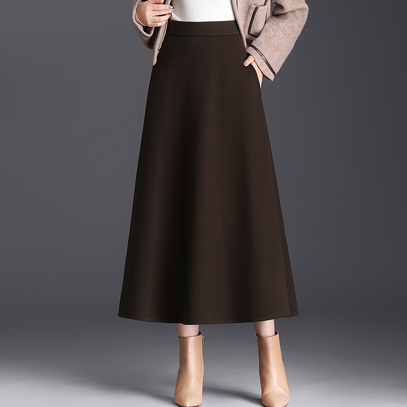 半身裙女秋冬裙子2025新款口袋a字裙中长款垂感大摆显瘦冬裙