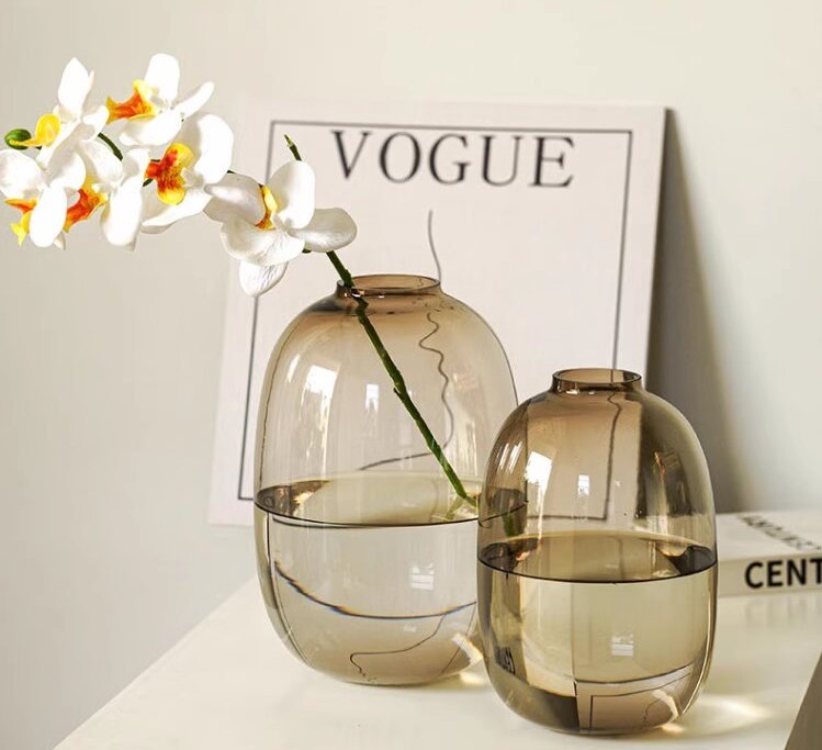 生活简约大肚花瓶水养南天竹吊钟马醉木龟背竹尤加利叶专用插花器