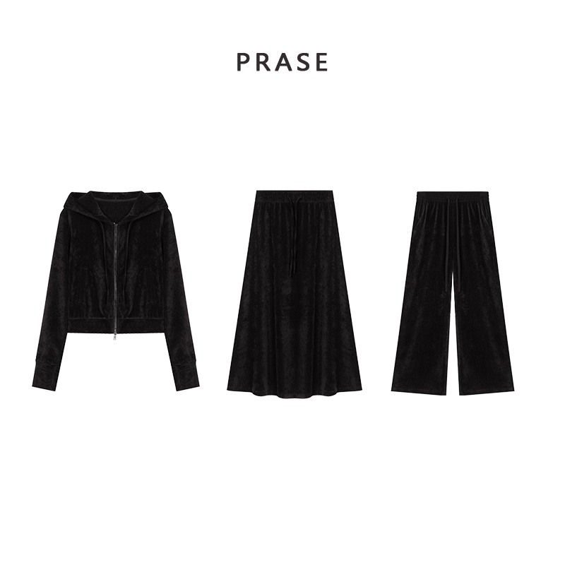 PRASE·噜【秀场美学】微胖轻奢设计款女时尚丝绒套装LD408C96