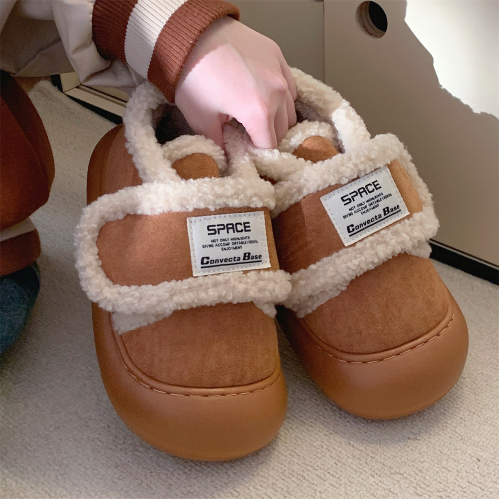 细细条 2024新款冬季棉鞋复古时尚创意魔术贴休闲外穿百搭板鞋女