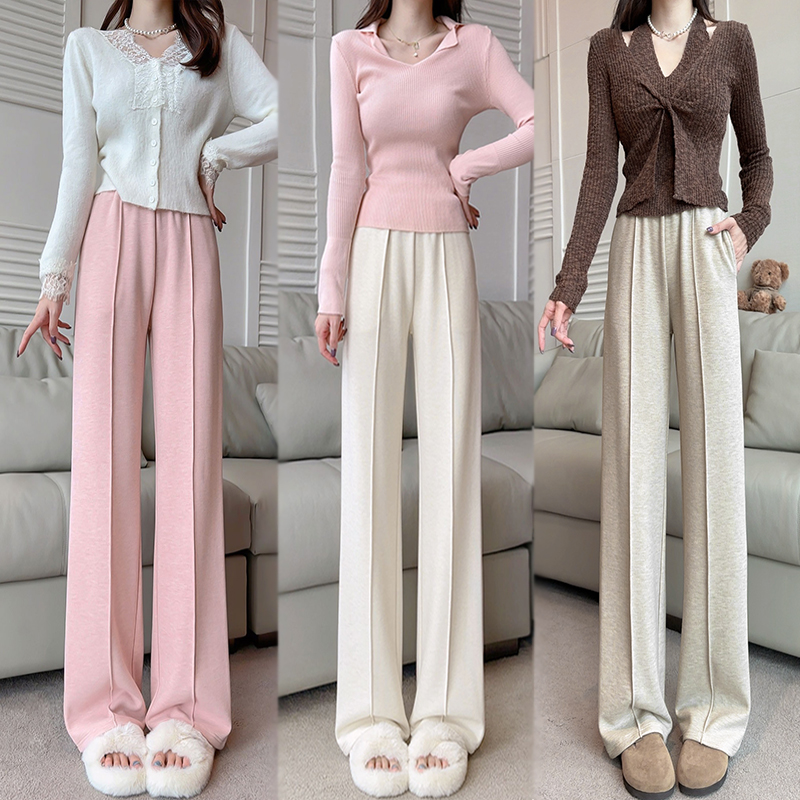 2025秋冬显瘦裤阔腿宽松垂感加绒加厚羊毛窄版直筒裤DMJ-K54240