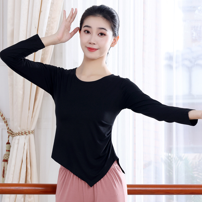 春夏新款舞蹈练功服上女成人长袖形体训练服学生莫代尔舞蹈服上衣