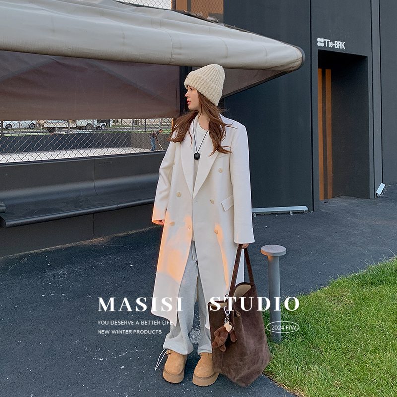 【宠粉回馈】马西西微胖大码羊毛双面呢大衣女冬胖mm中长款毛呢外套