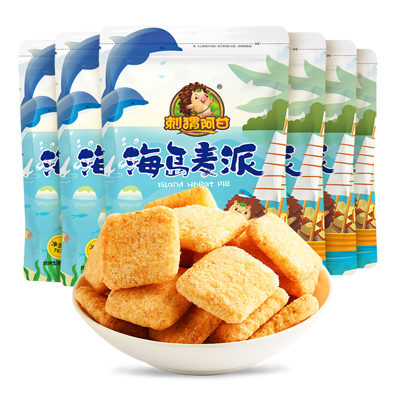 刺猬阿甘 海岛麦派70g*6包 好吃的休闲食品 办公室烘焙酥脆小零食