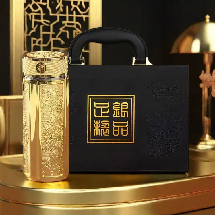 金色龙凤呈祥银杯子银离子商务创意便携高档礼盒装礼品送礼保温杯