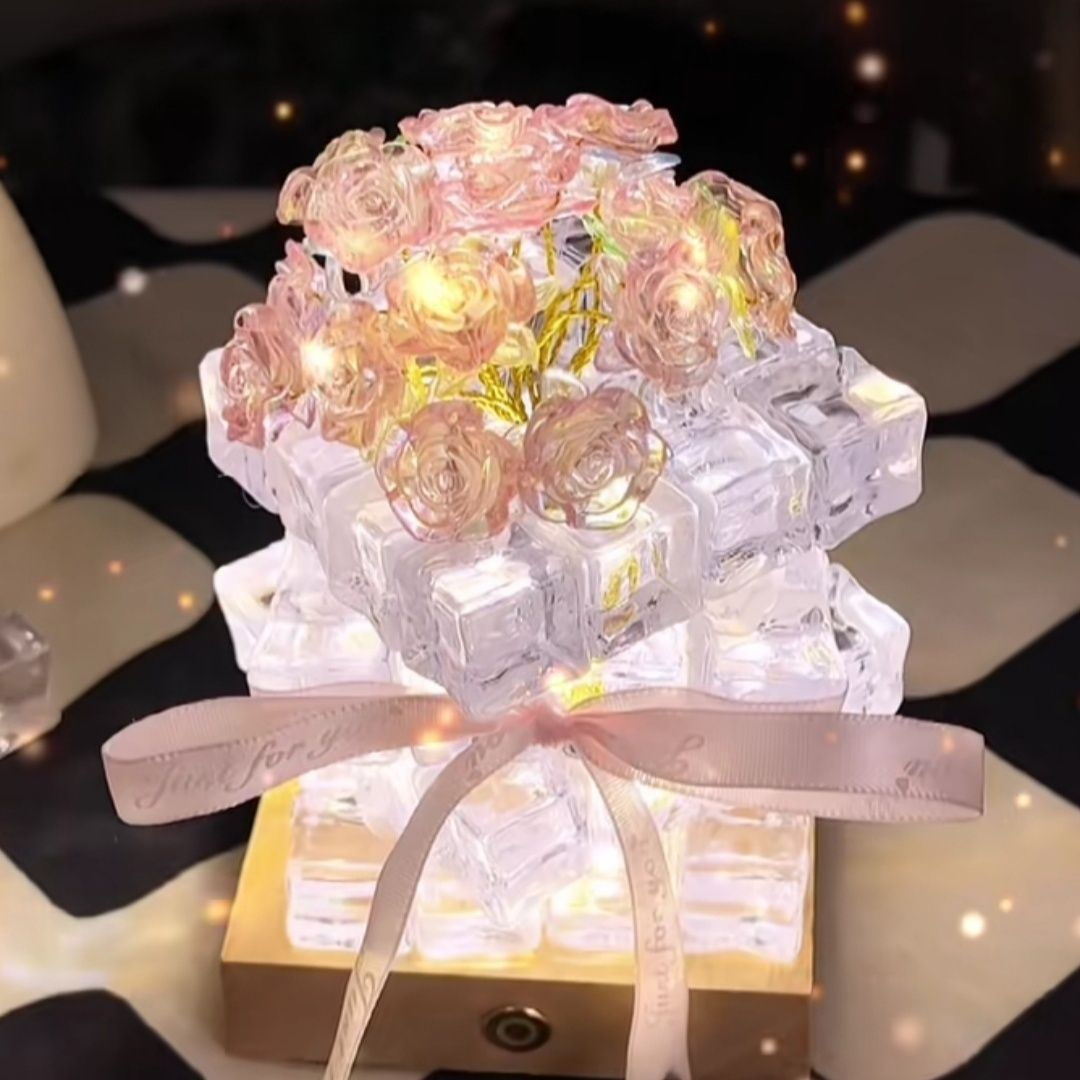 diy手工创意闺蜜材料ins风浪漫玫瑰花冰块礼物小夜灯氛围生日礼物