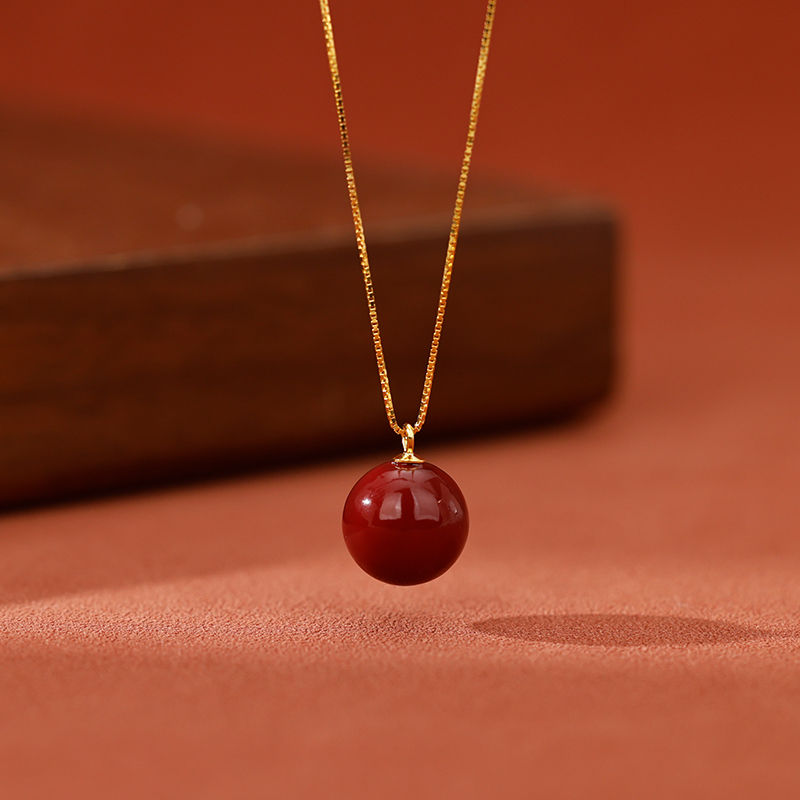 链子925银仿珍珠 纯银施家珍珠项链女轻奢时尚百搭精致红色锁骨链