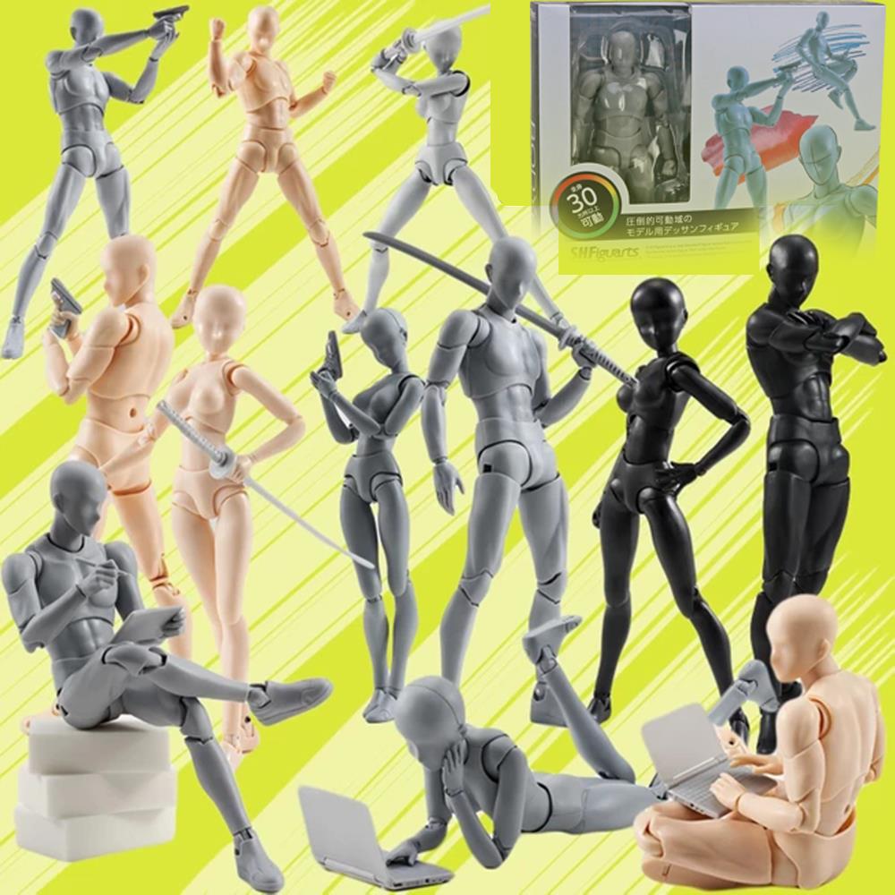 关节可动男女素体手办美术模型绘画人偶摆件肌肤色灰色黑色写素描