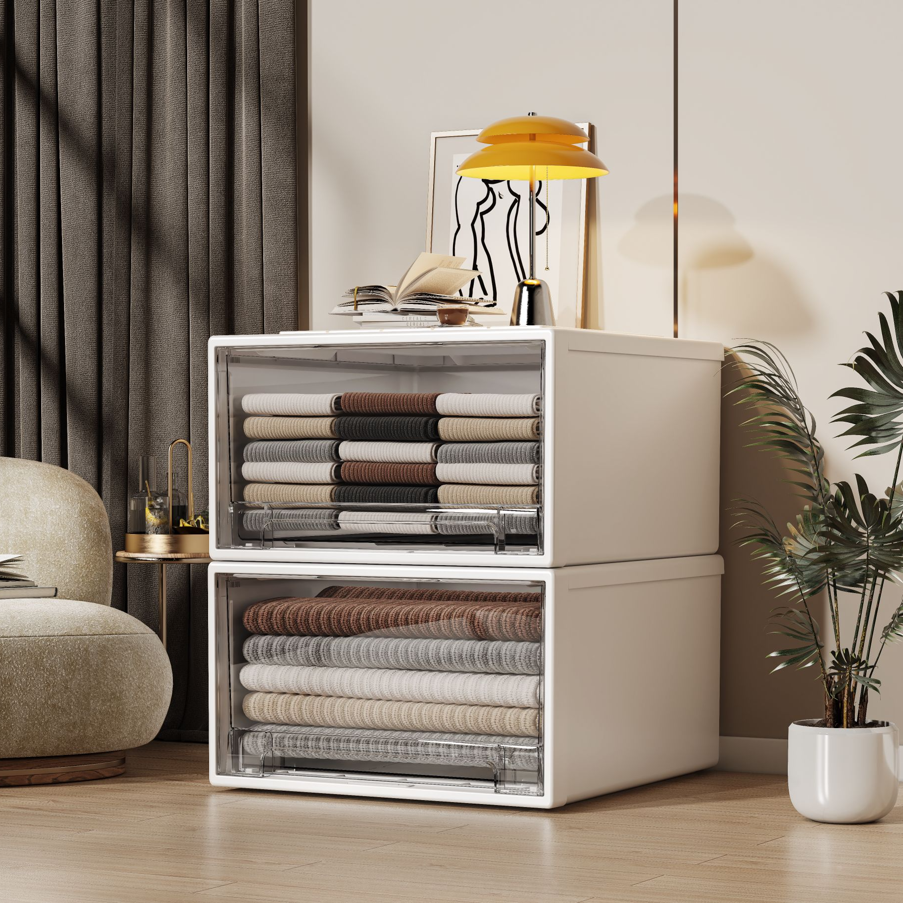 46L【45*44*23】大容量收纳盒抽屉式家用衣柜衣服储物收纳箱收纳柜