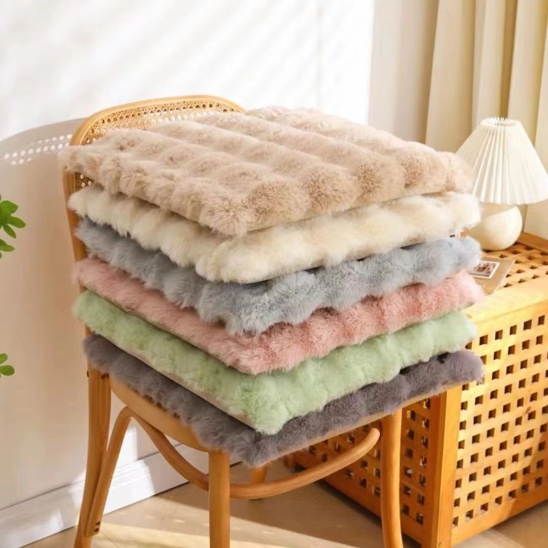 冬季新款泡泡绒兔毛坐垫椅子加厚保暖屁垫餐椅办公室学生久坐神器