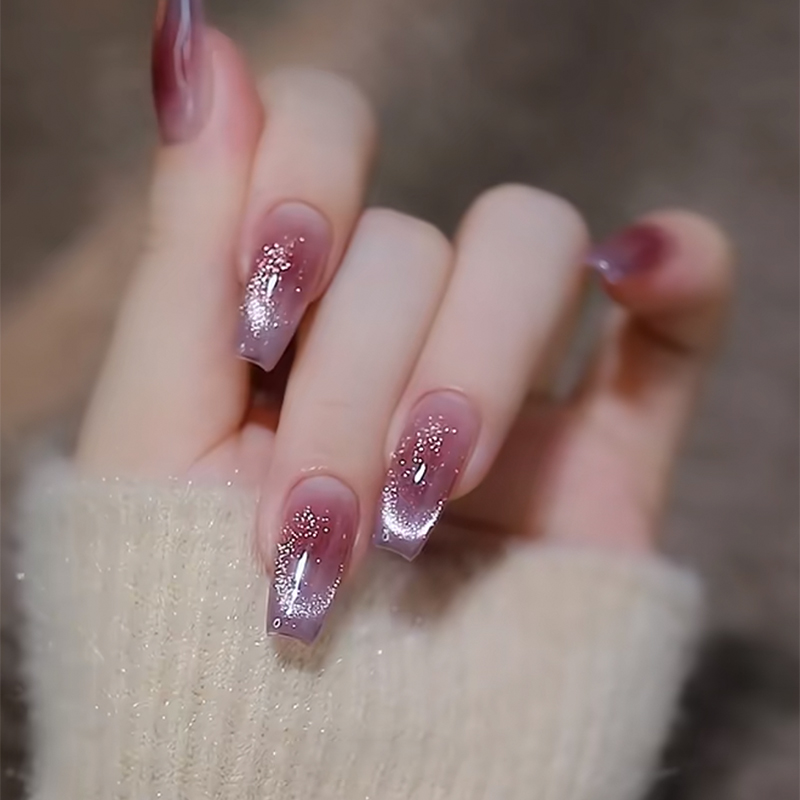 纯手工穿戴甲极光猫眼渐变秋冬美甲新年红高级感辣妹可拆卸穿戴甲