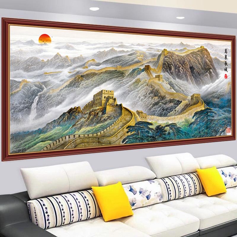 客厅装饰画办公室中式沙发背景墙贴自粘墙纸壁画万里长城画靠山图
