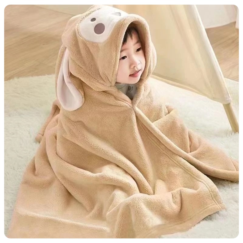 【加绒加厚】小孩洗澡浴巾可穿裹斗篷带帽柔软婴儿宝宝家用速干吸水