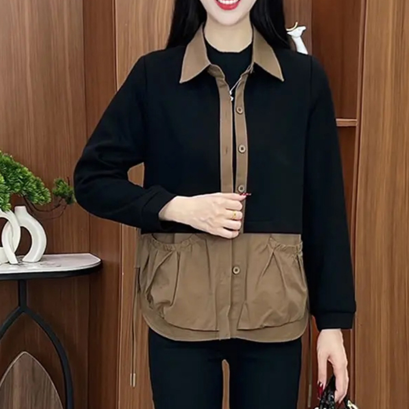 撞色拼接百搭外套女2025年春秋季新款韩版时尚洋气减龄设计感上衣