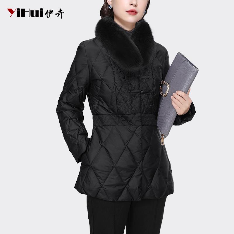 YIHUI伊卉短款羽绒服时尚女款收腰修身保暖冬季狐狸毛领WH231780