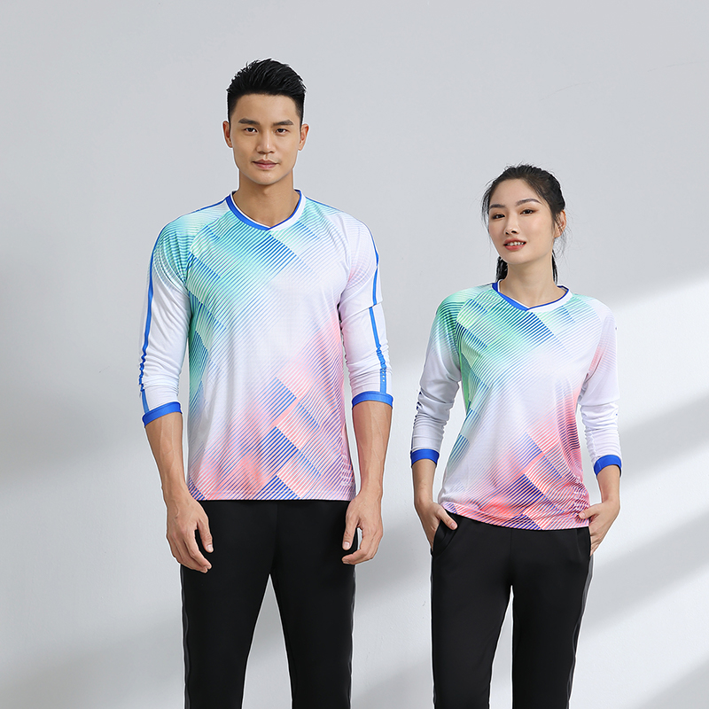 秋冬季长袖透气速干时尚羽毛球服跑步休闲运动户外男女同款运动服