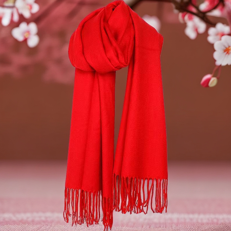 中国红年会韩版红围巾同学聚会红围巾女孩