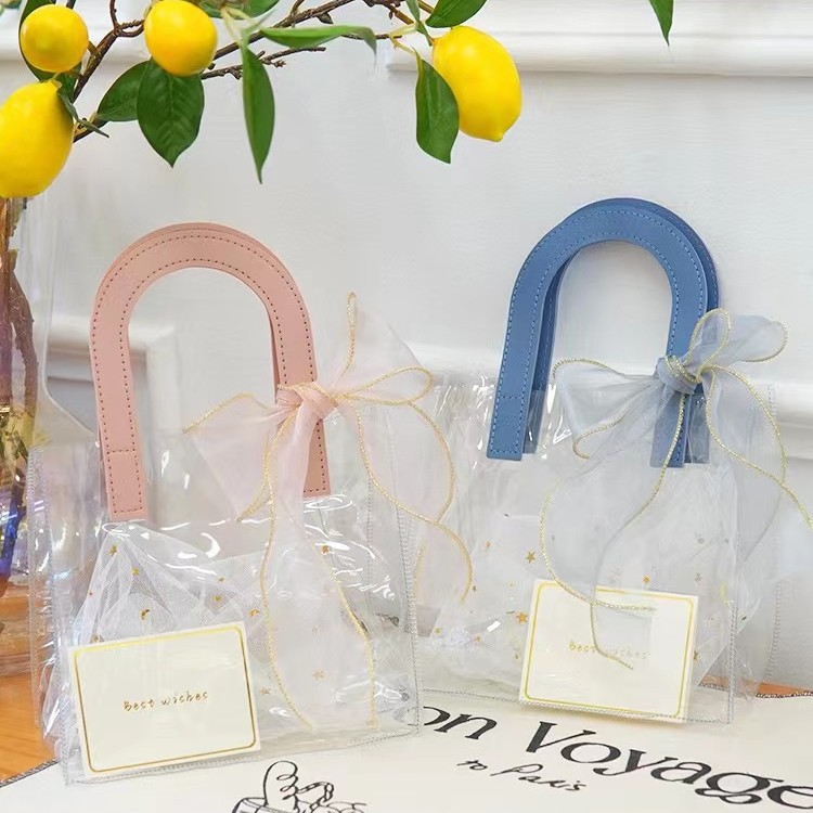 Ins风透明礼品包装袋时尚果冻包高端pvc防水加厚礼品袋手提袋透明