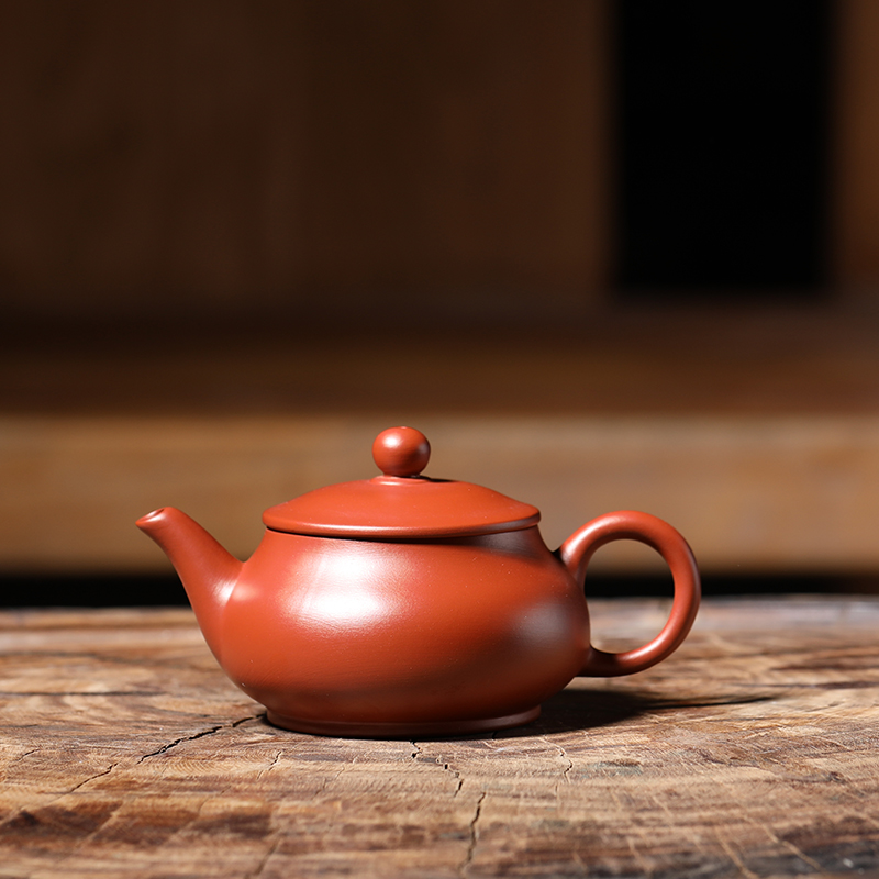潮州原矿朱泥小容量半手工红泥紫砂壶章永盛明炉壶120毫升