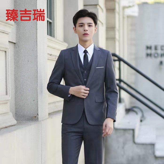 西装男套装上班休闲职业西服外套学生面试正装成人礼三件套伴郎服