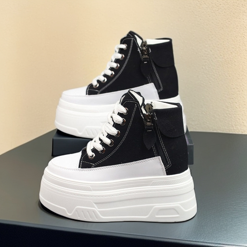 【10-12cm】厚底小白鞋时尚百搭高帮女鞋秋冬新款时尚百搭休闲女鞋