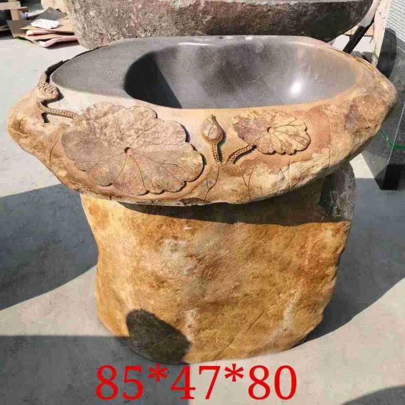 一物一拍花岗岩石材仿古洗手盆 洗衣池 别墅庭院石摆件