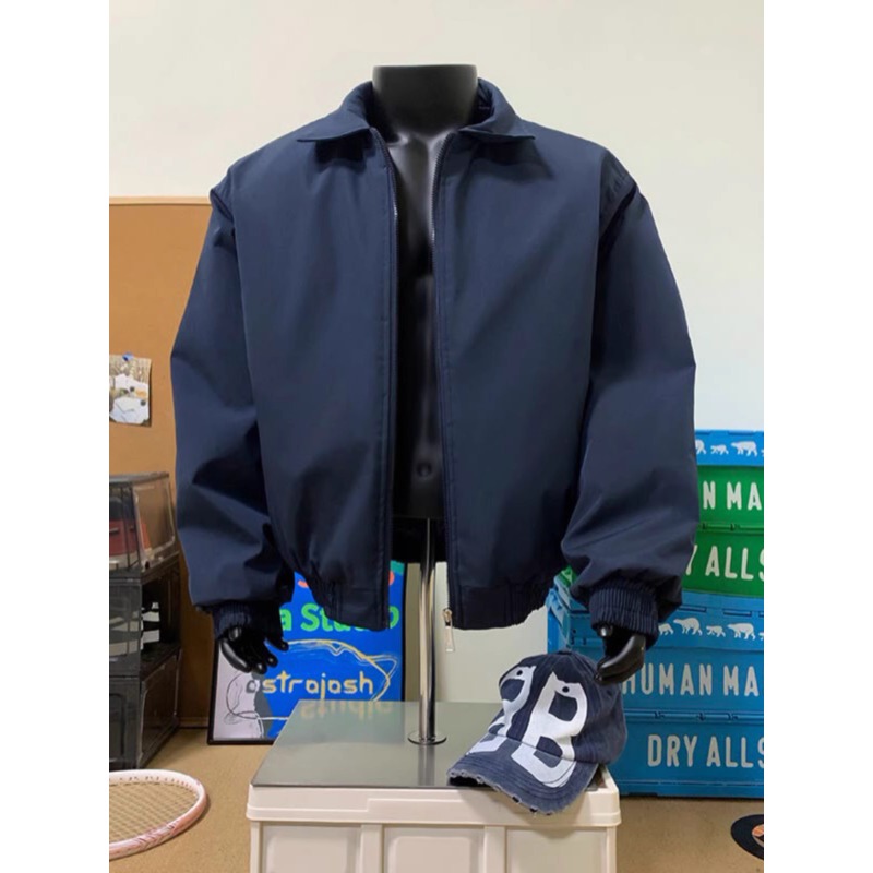 藏青色美式飞行夹克棉服男款冬季加厚bomber外套高级感痞帅棒球服