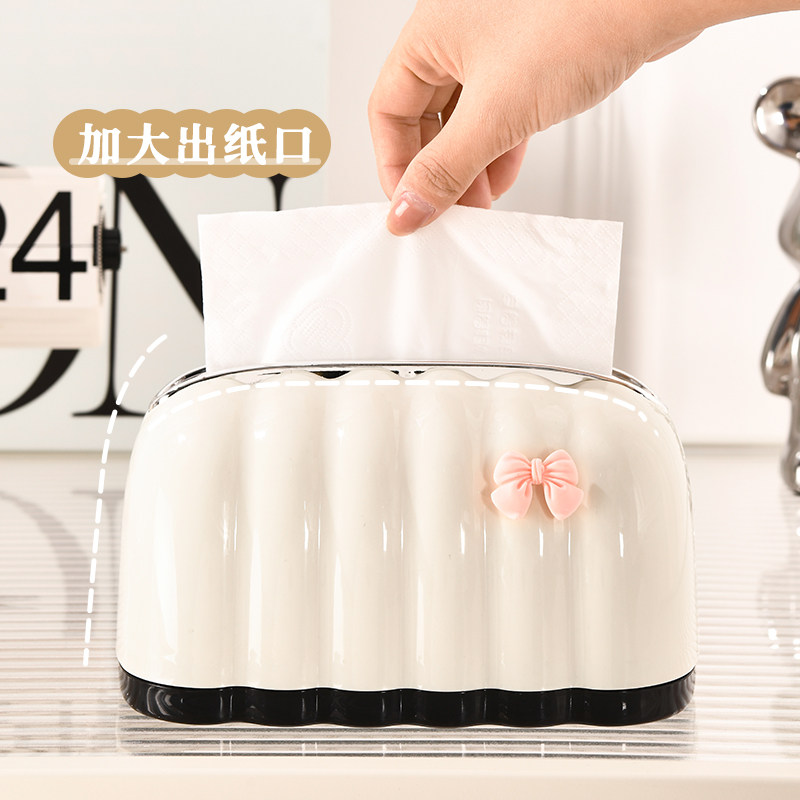 弹簧纸巾盒客厅高档轻奢家用茶几收纳盒可爱创意贝壳弹力托抽纸盒