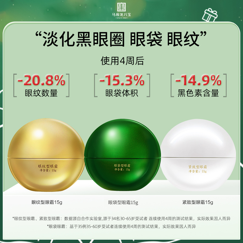 马应龙眼霜淡化黑眼圈细纹紧致套组抗皱眼袋保湿黑色素