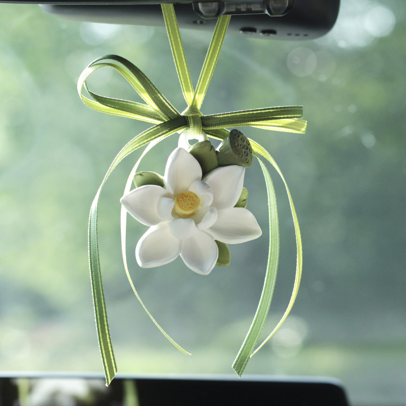 暮色十里好运莲莲车载香薰荷花汽车室内内饰品扩香石持久留香香氛