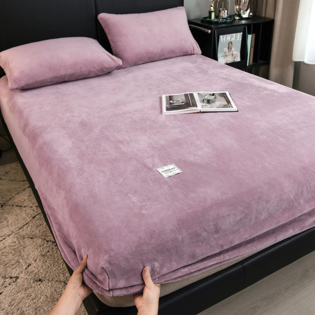 冬季牛奶绒床罩套加绒防滑床单家用全包加厚保暖床垫套学生宿舍