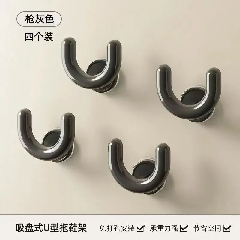 浴室吸盘拖鞋架免打孔壁挂卫生间专用新款沥水挂架厕所挂钩置物架