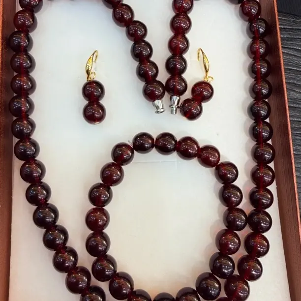 铜合金项链 首饰饰品颈饰红色烟紫卡10mm法式时尚百搭爆款珠宝