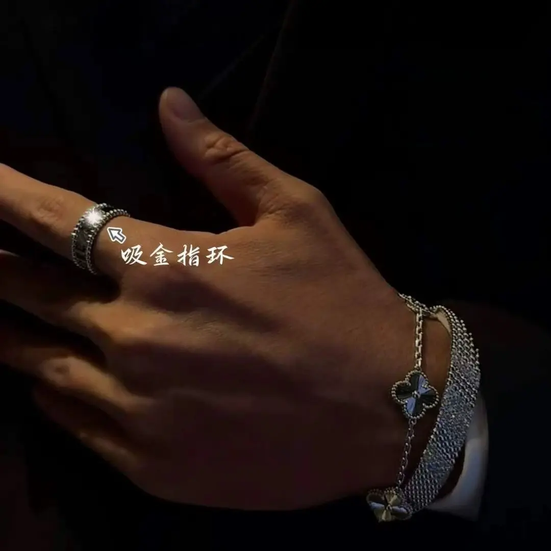 铜合金戒指 泰国特色 清迈银庙兰纳吸金指环银色男女同款情侣2026