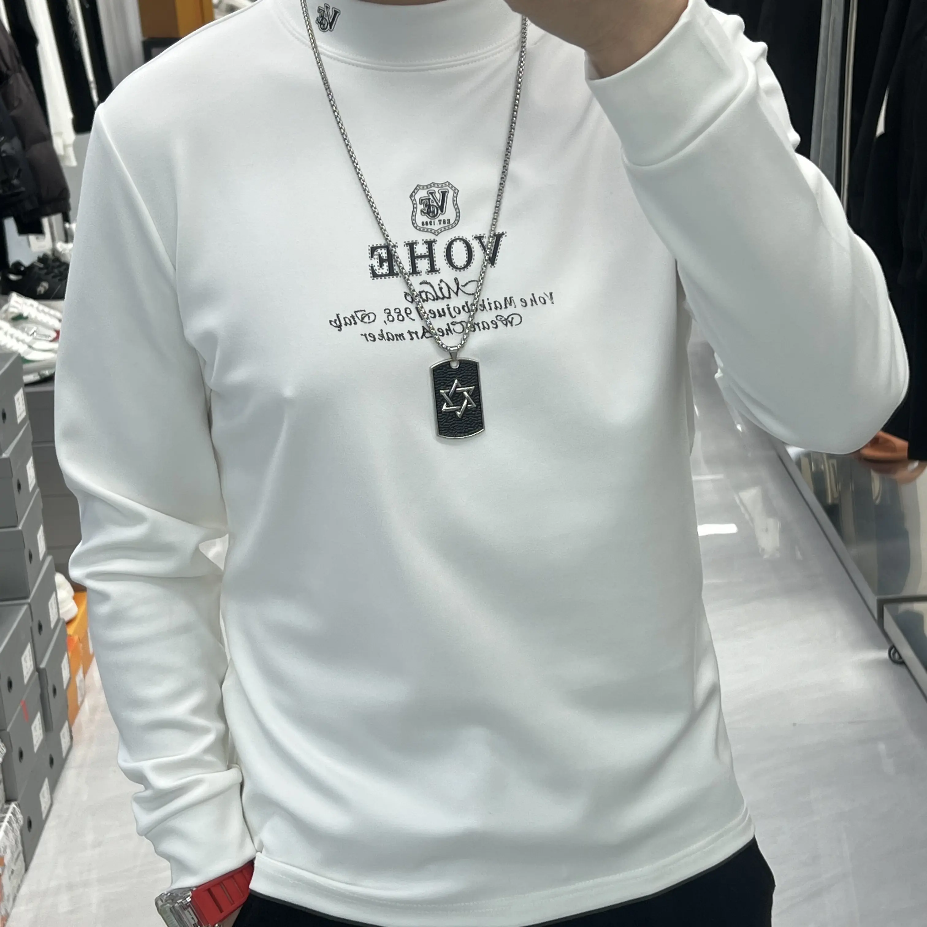 25秋冬新款高品质时尚百搭加绒卫衣打底衫男士潮流长袖T恤82572