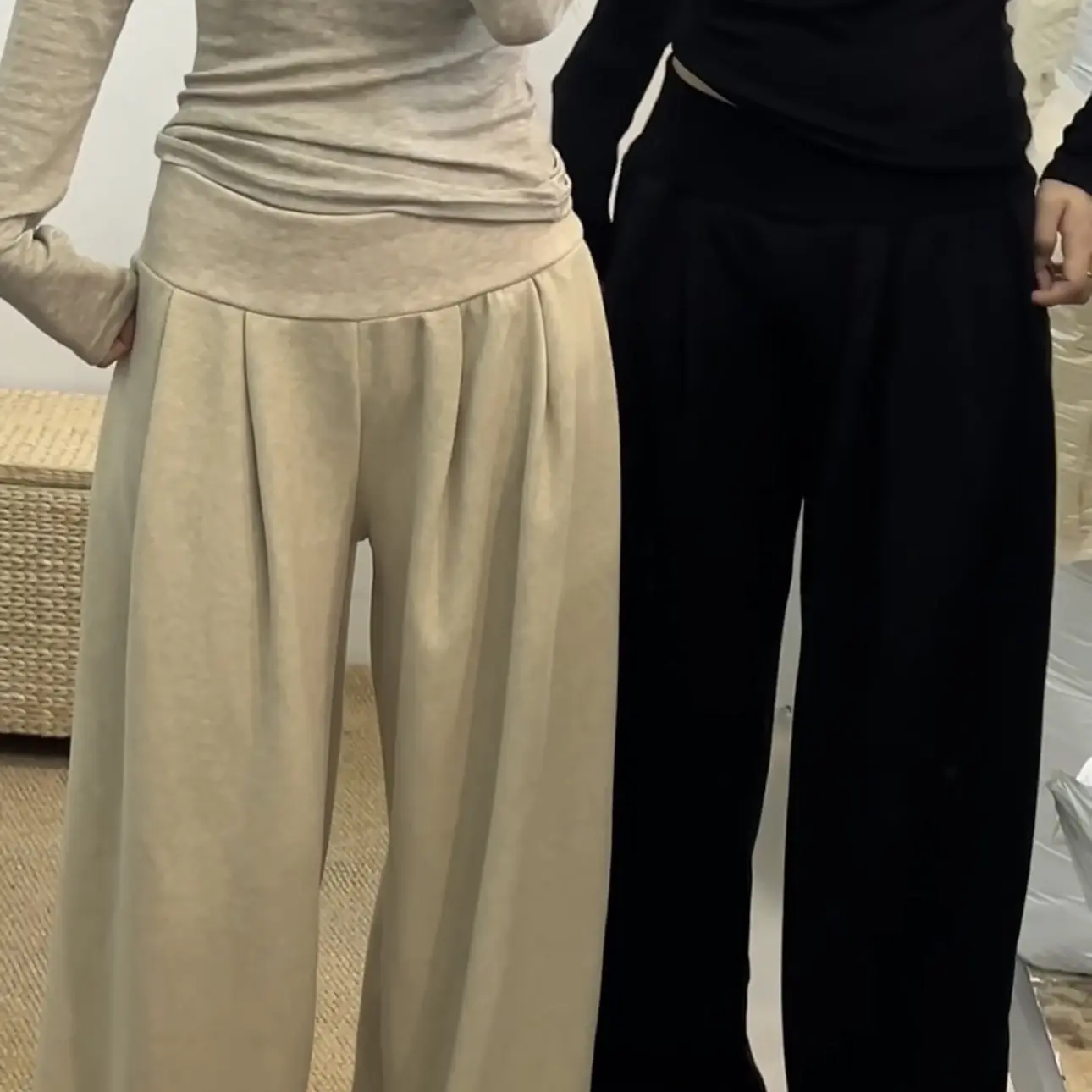 实体品质 阔腿裤高腰宽松软糯阔腿裤休闲百搭新款羊绒长裤