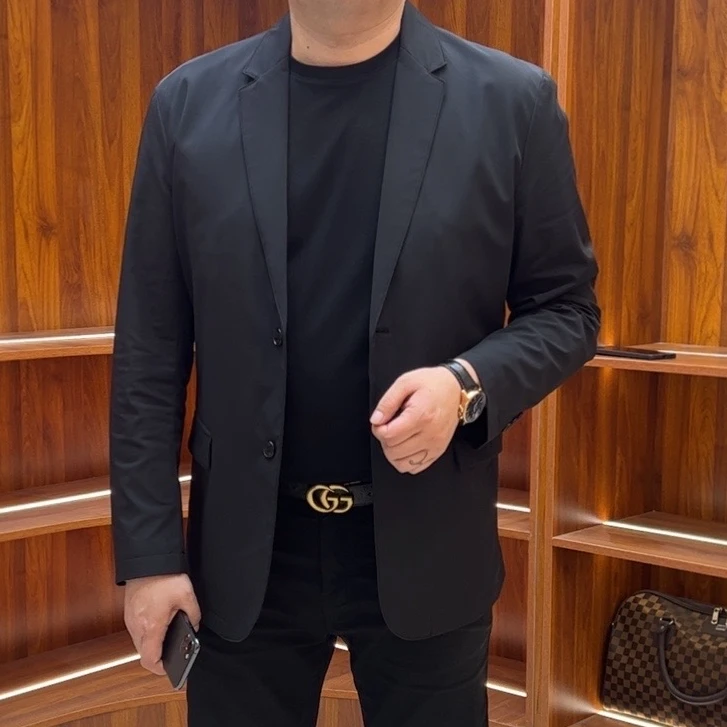 孙大漂亮休闲西装外套男款春季上装百搭黑色商务西服暴徒系扣上班