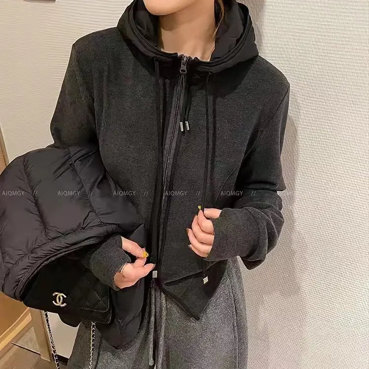 姚家宽松韩版连帽抽绳秋冬季时尚百搭显瘦保暖上衣