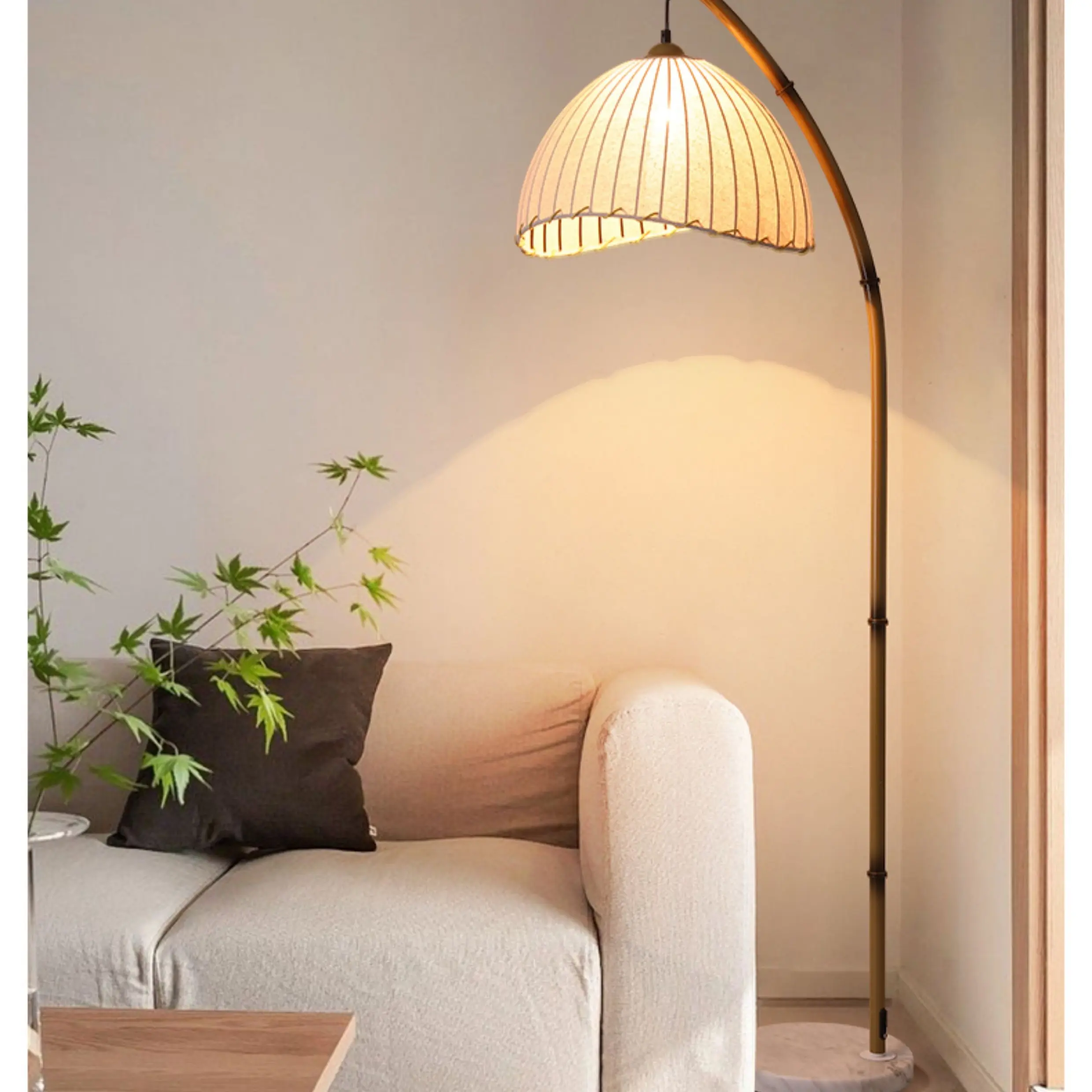 复古布艺电动冲孔北欧简约复古风美式书房喷漆落地灯