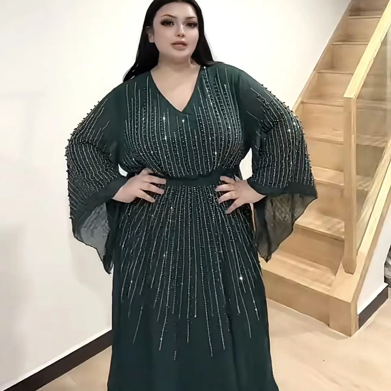 新款Banure复古时尚宽松重工百褶婚礼生日晚礼服