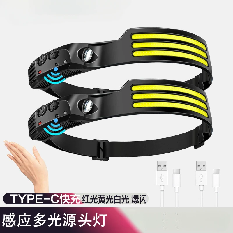 全新升级二代头灯智能感应超轻led泛光户外照明夜钓垂钓运动好物