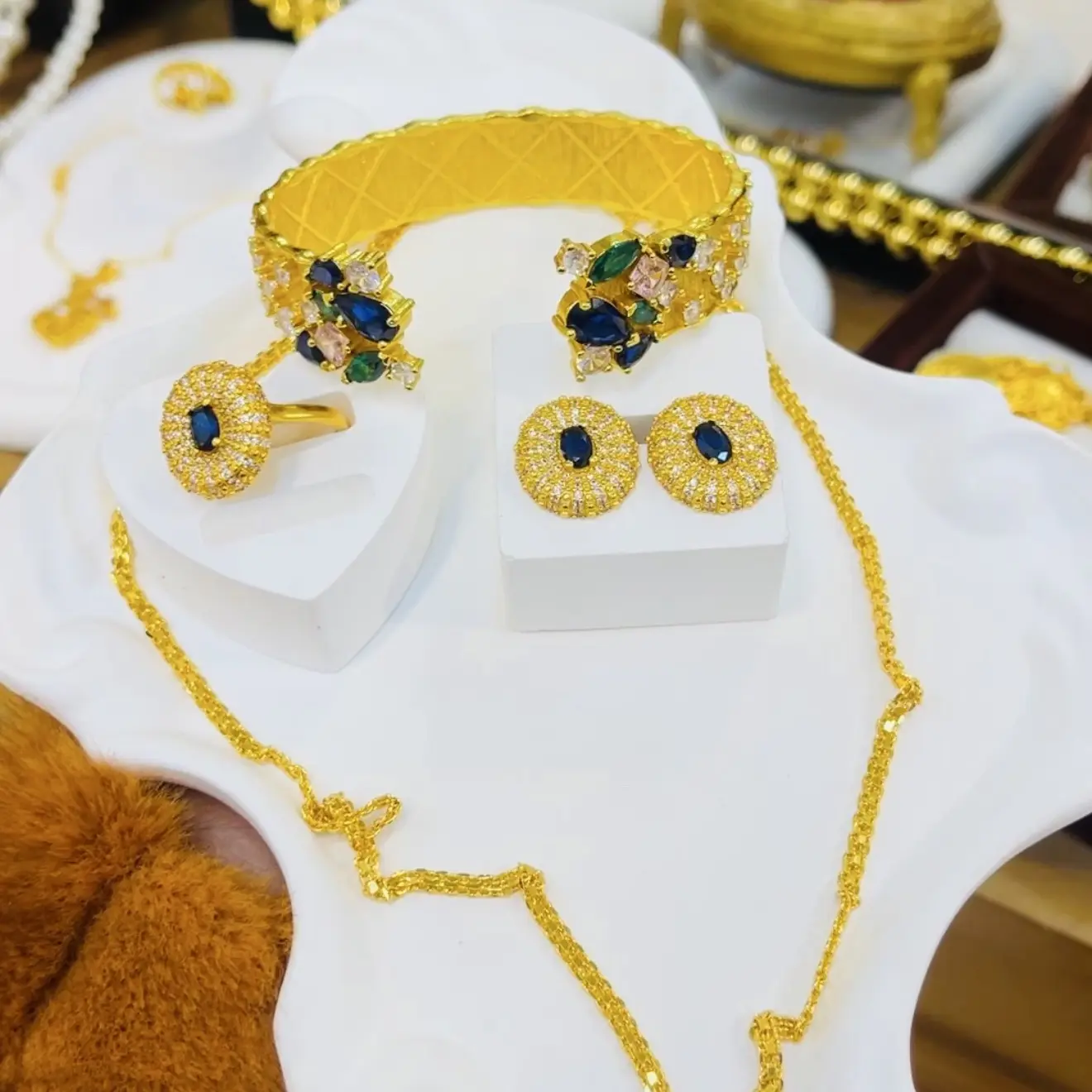 铜合金合成锆石手镯 铜合金 手工 复古风 时尚百搭 四件套