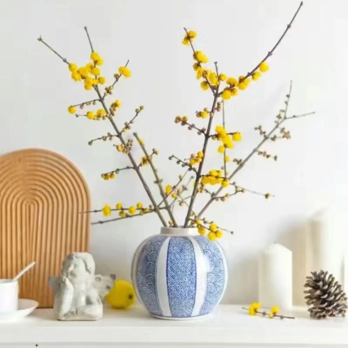 浓香型干枝腊梅鲜切花水培植物遇水开花年宵花卉