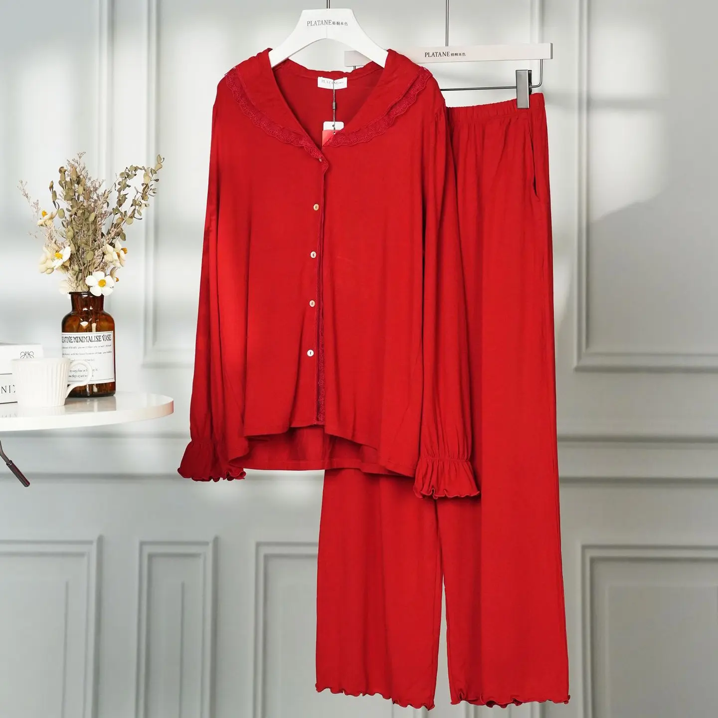 【逸朵•水中花】WJ852023女士开扣长袖家居服套装