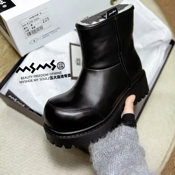 玛莎玛索6139-1大棉厚底时尚雪地靴加绒保暖防滑百搭短靴耐脏冬季