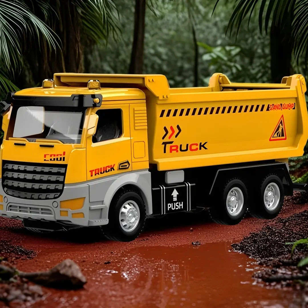 儿童生日礼物仿真黄色工程车模型合金惯性回力翻斗车玩具车男孩