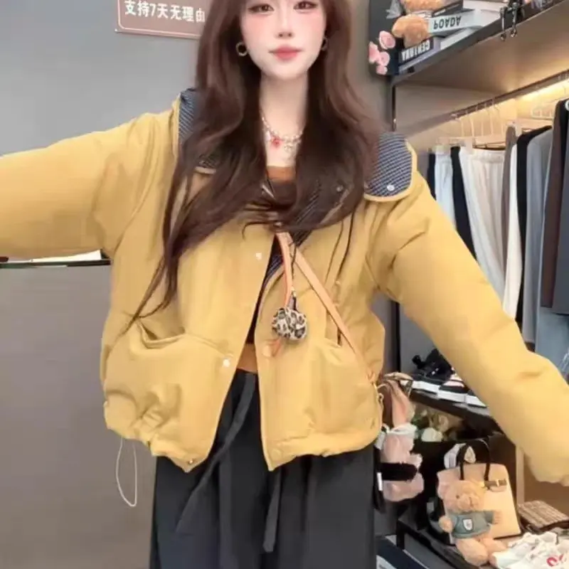 巨好看撞色连帽棉服外套女短款2025秋冬新款减龄休闲保暖棉衣棉袄