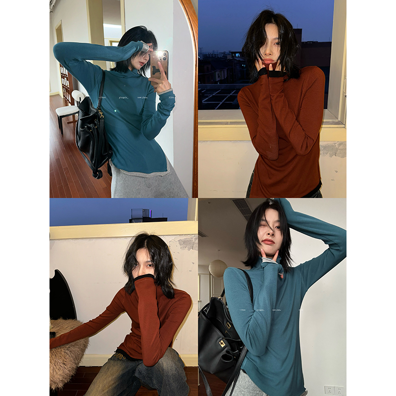 JCCC影子【色彩哲学家】多色拼色简约高领打底针织衫JE3IOT10