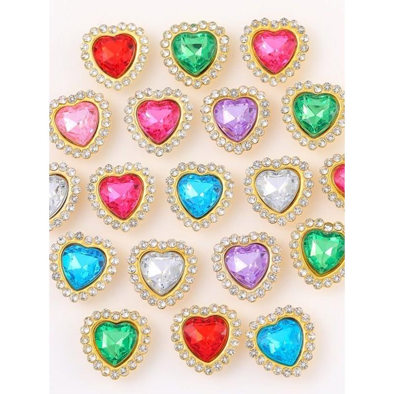 桃心双层花水钻合金花托16mm金底镶钻手缝钻花盘钻扣蝴蝶结钉珠