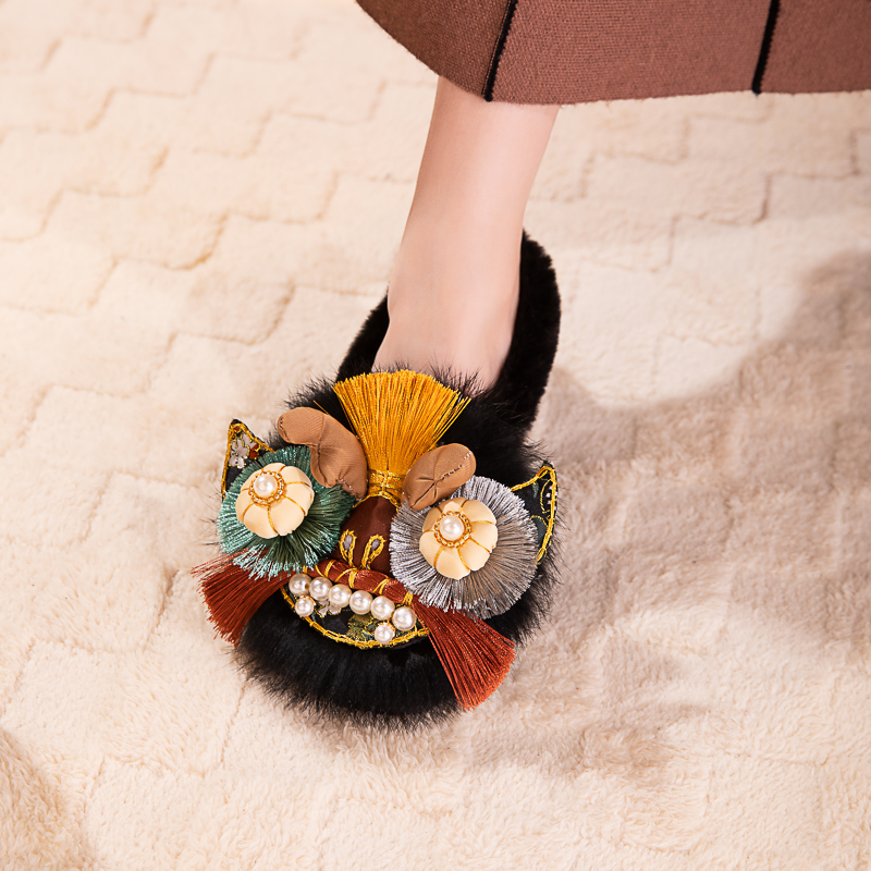 女款秋冬棉鞋轻奢时尚复古虎头鞋纯手工布鞋潮鞋国风原创保暖龙头